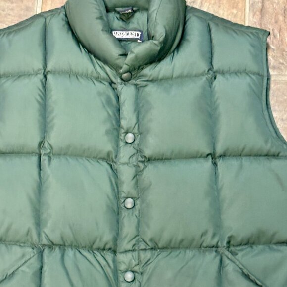 Lands End Vest Men's M GREEN Down Puffer Quilted Snap Pockets Outdoor - Picture 2 of 6